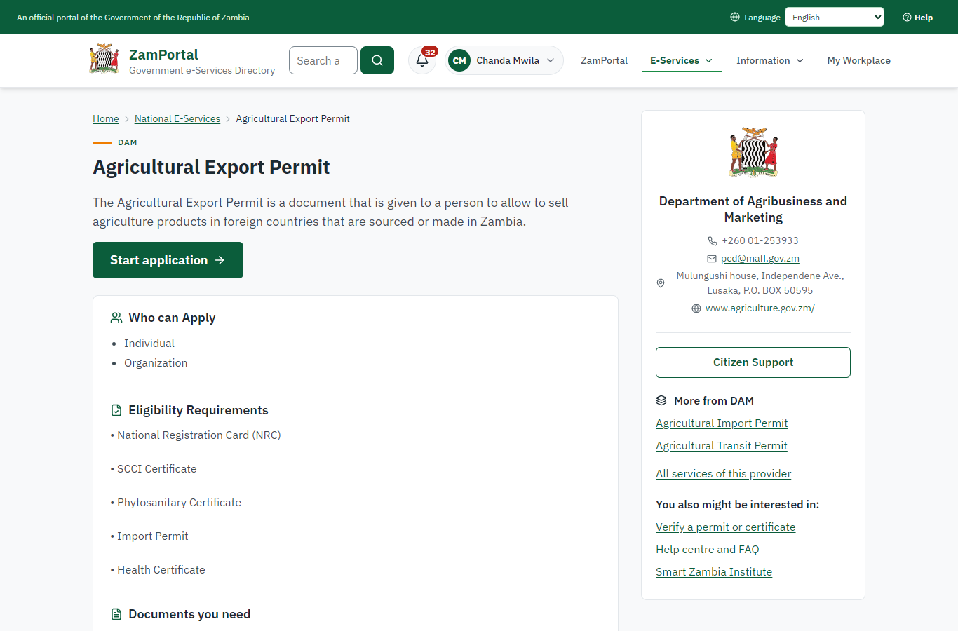 Read the service page (desktop)