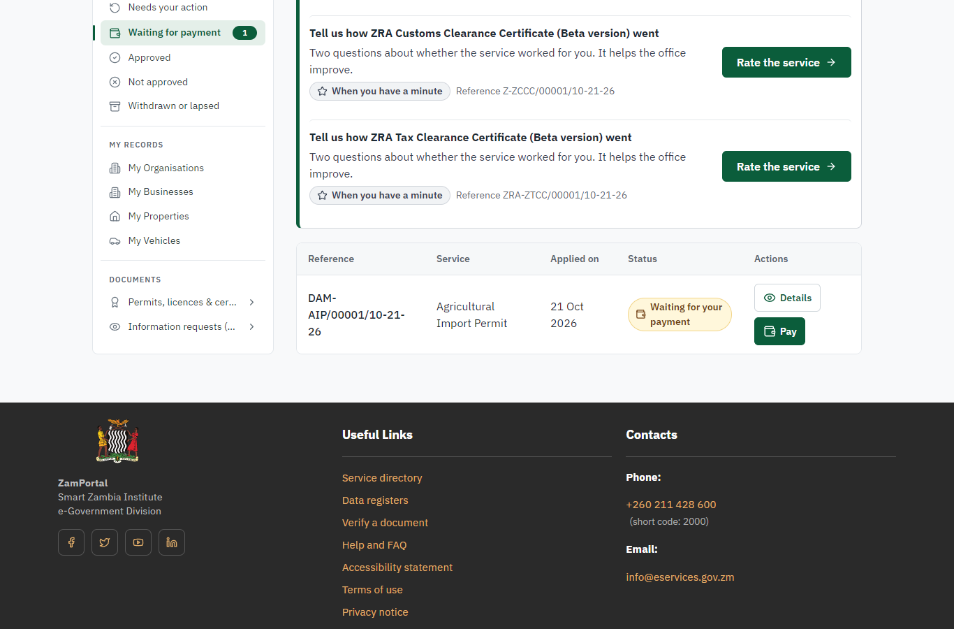 See that the fee is due (desktop)