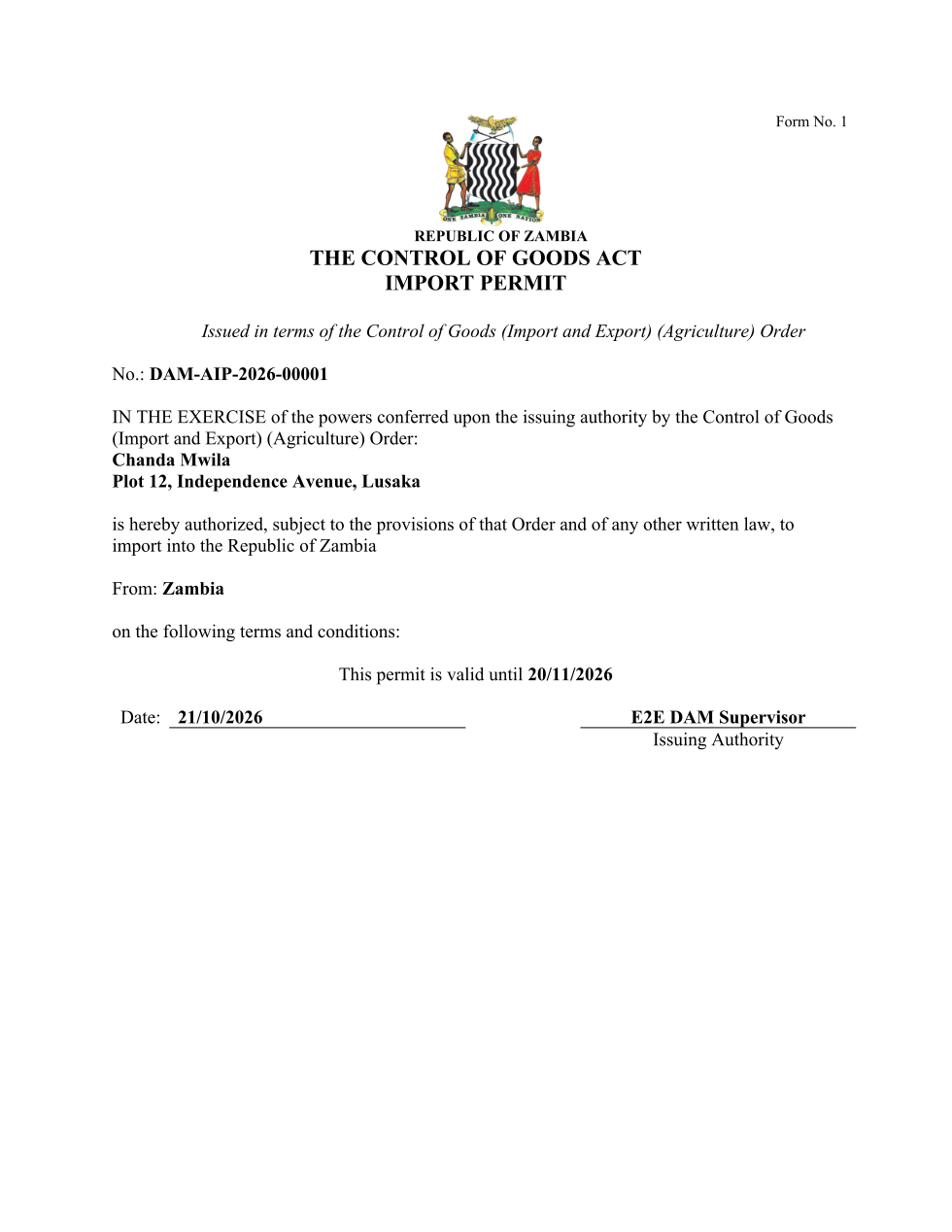Agricultural Import Permit (sealed PDF)