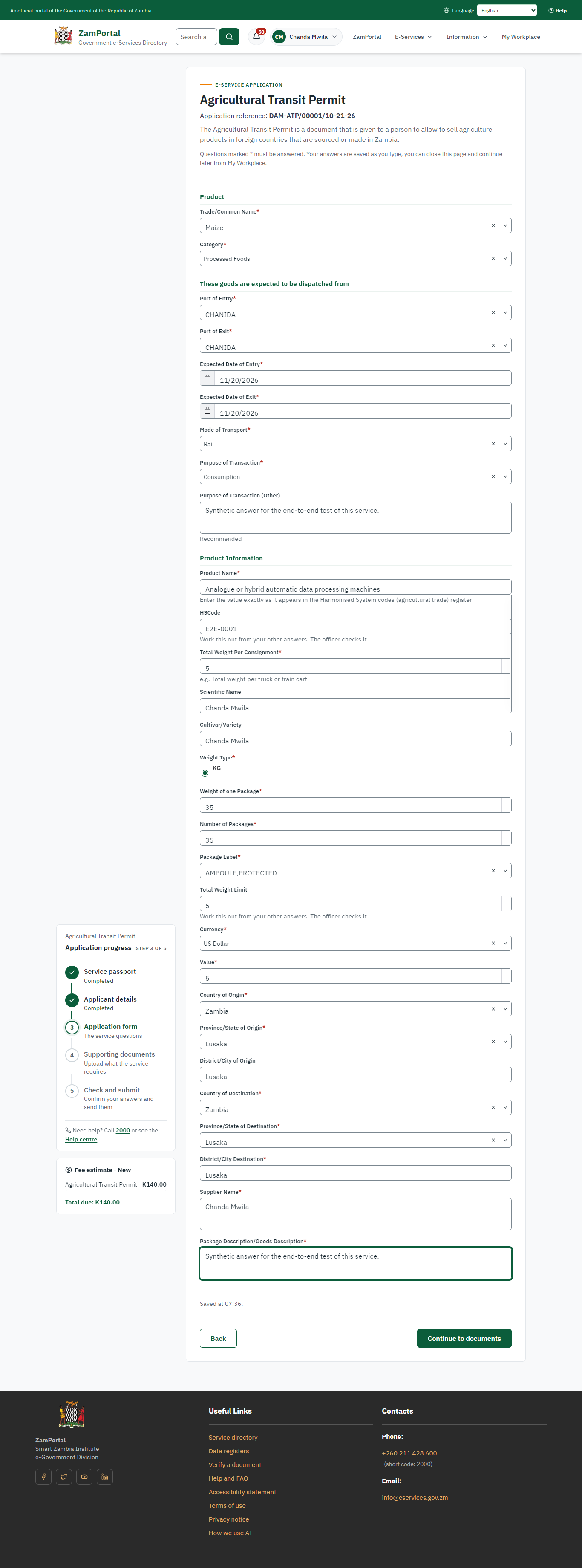 Fill in the application form (desktop)