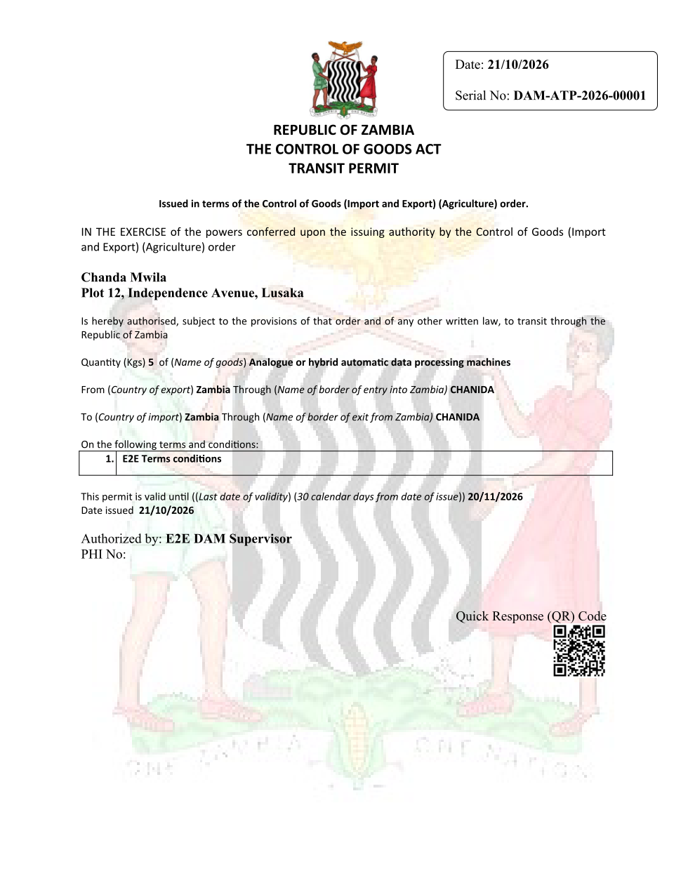 Agricultural Transit Permit (sealed PDF)