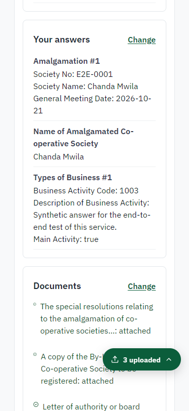 Check the answers and confirm the declaration (375 px phone)