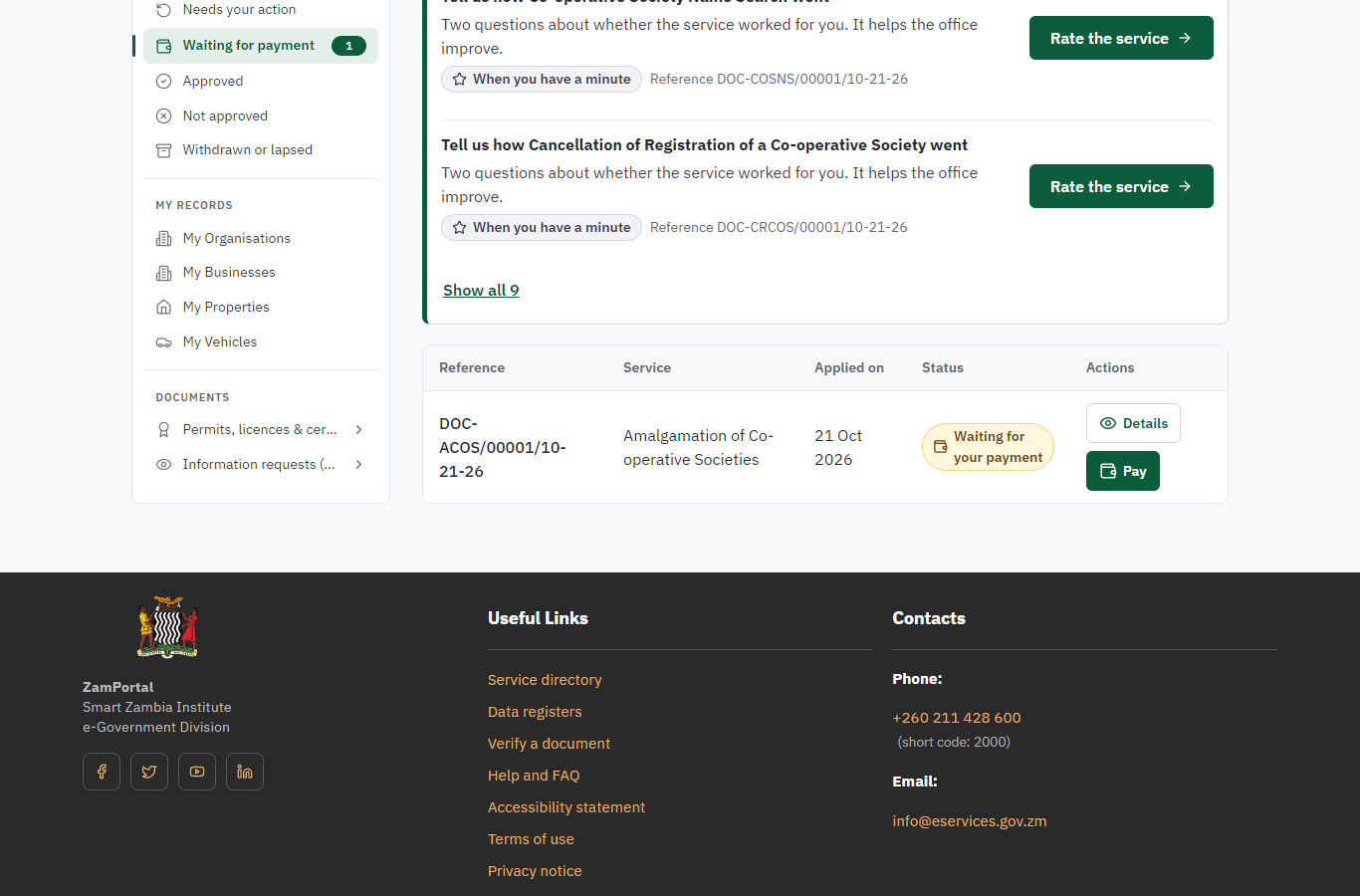See that the fee is due (desktop)