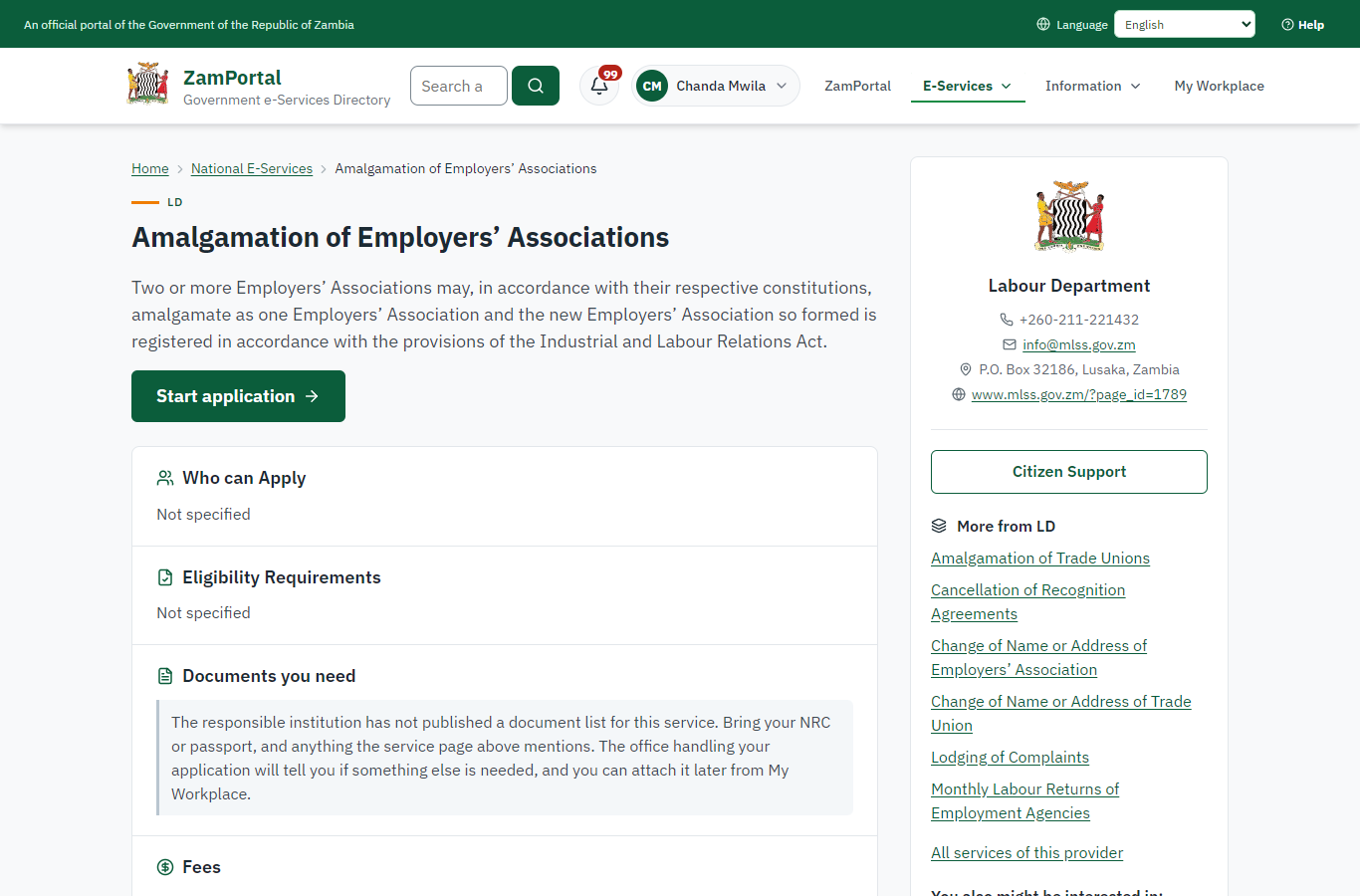 Read the service page (desktop)