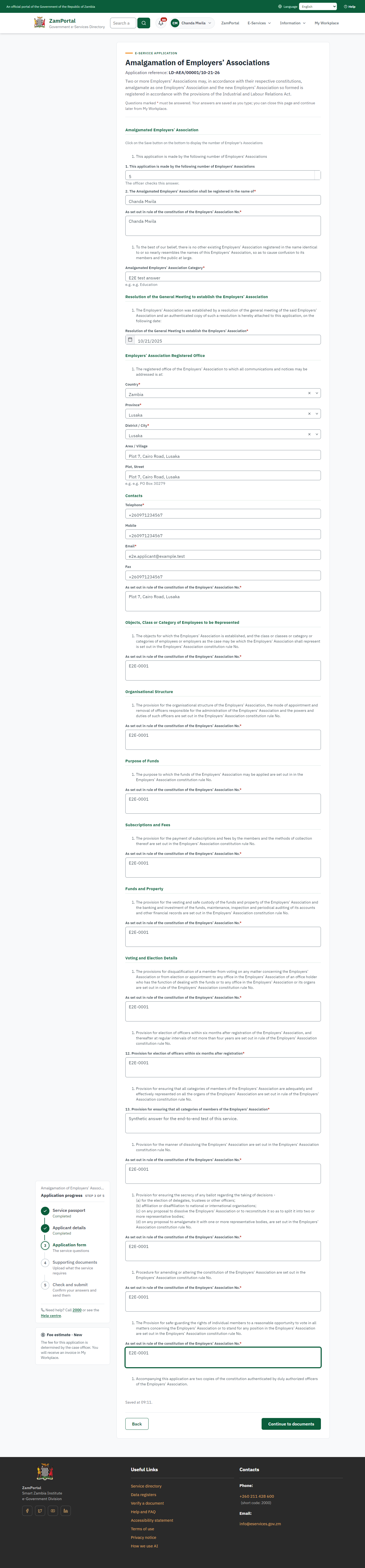 Fill in the application form (desktop)