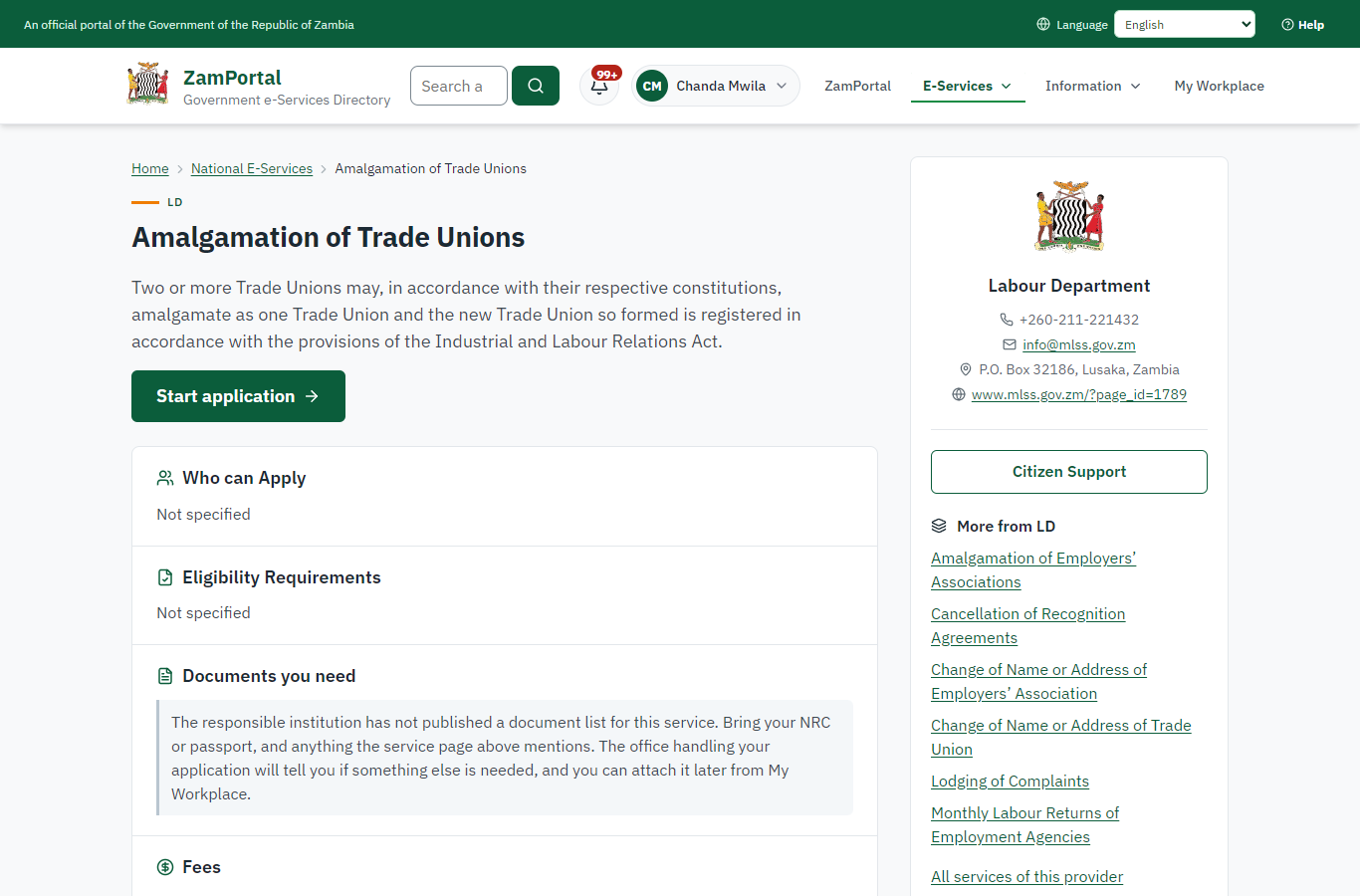 Read the service page (desktop)