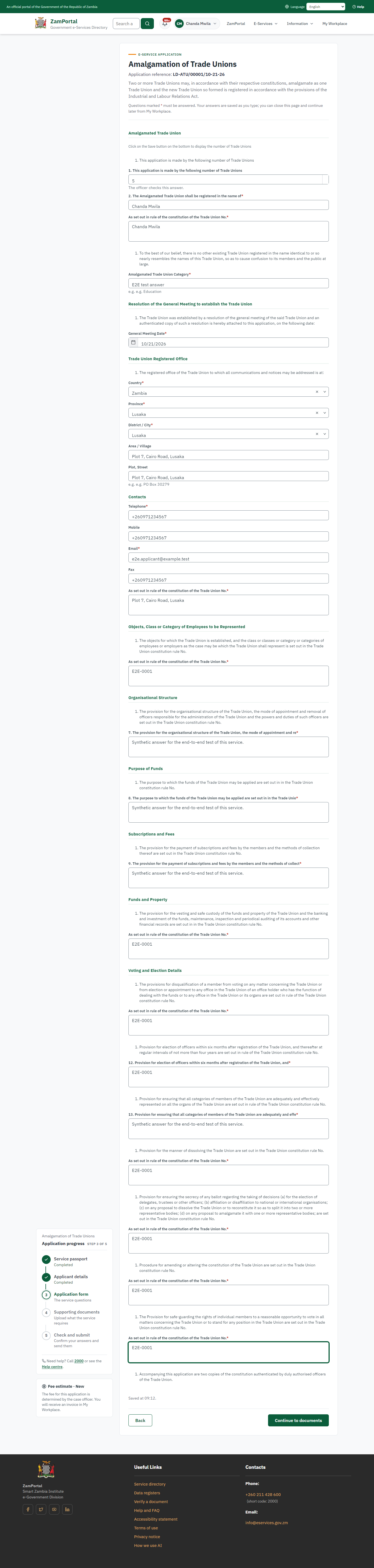 Fill in the application form (desktop)
