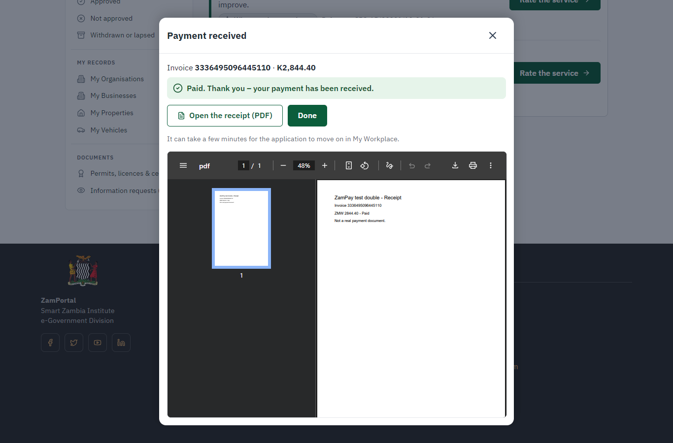 Payment received (desktop)