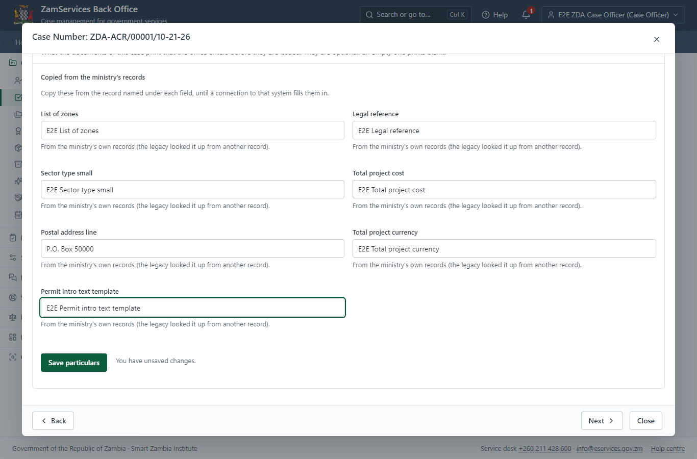 Fill in the certificate particulars (desktop)
