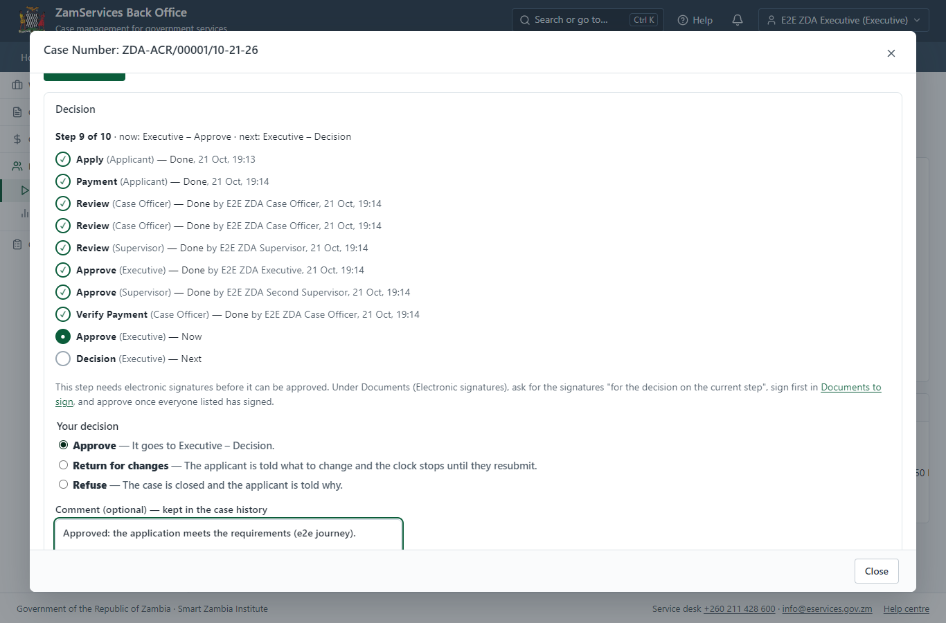 Decide: Board Secretary E-sign Generated Document (desktop)