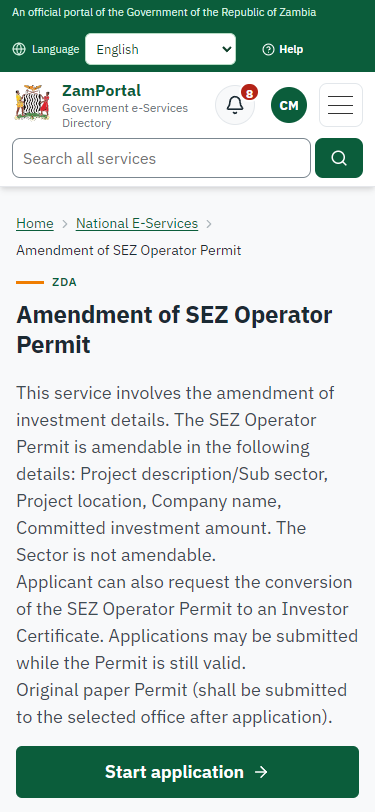 Read the service page (375 px phone)