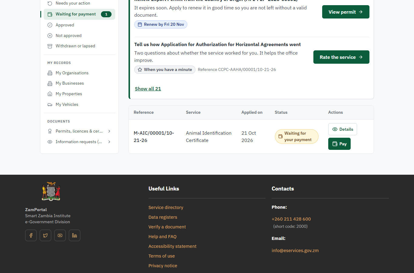 See that the fee is due (desktop)
