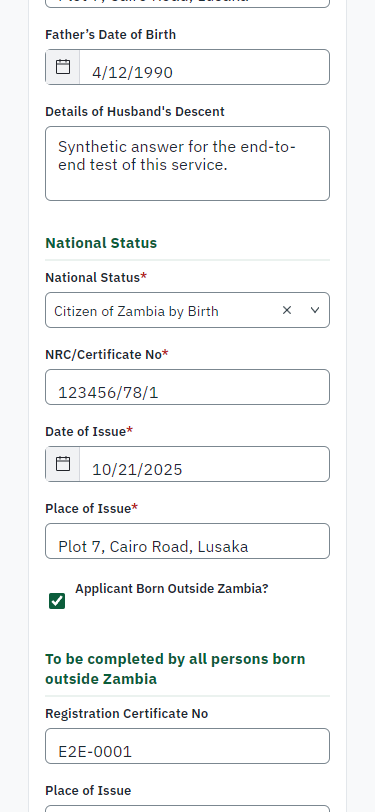 Fill in the application form (375 px phone)