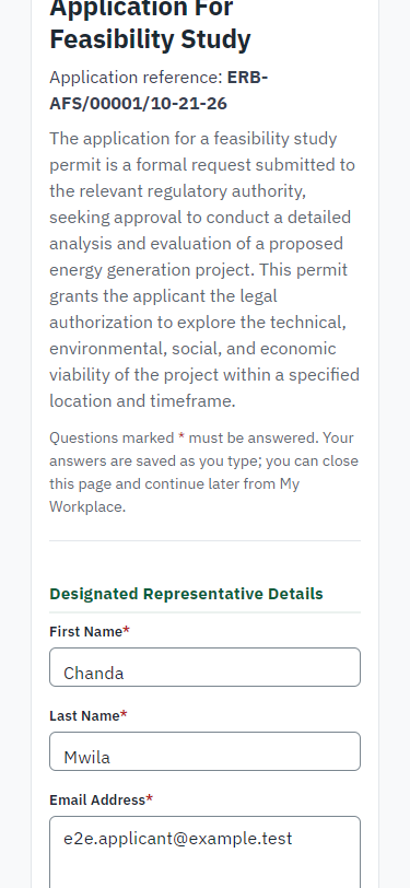 Fill in the application form (375 px phone)