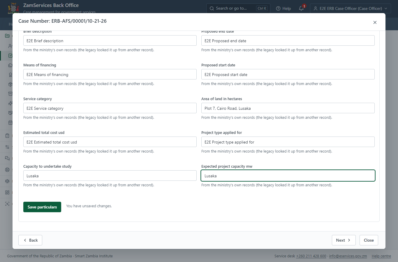 Fill in the certificate particulars (desktop)