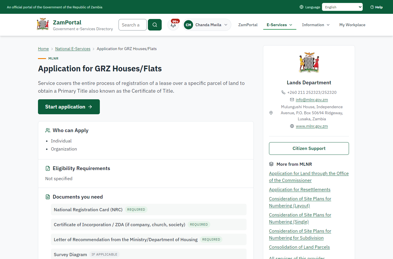 Read the service page (desktop)