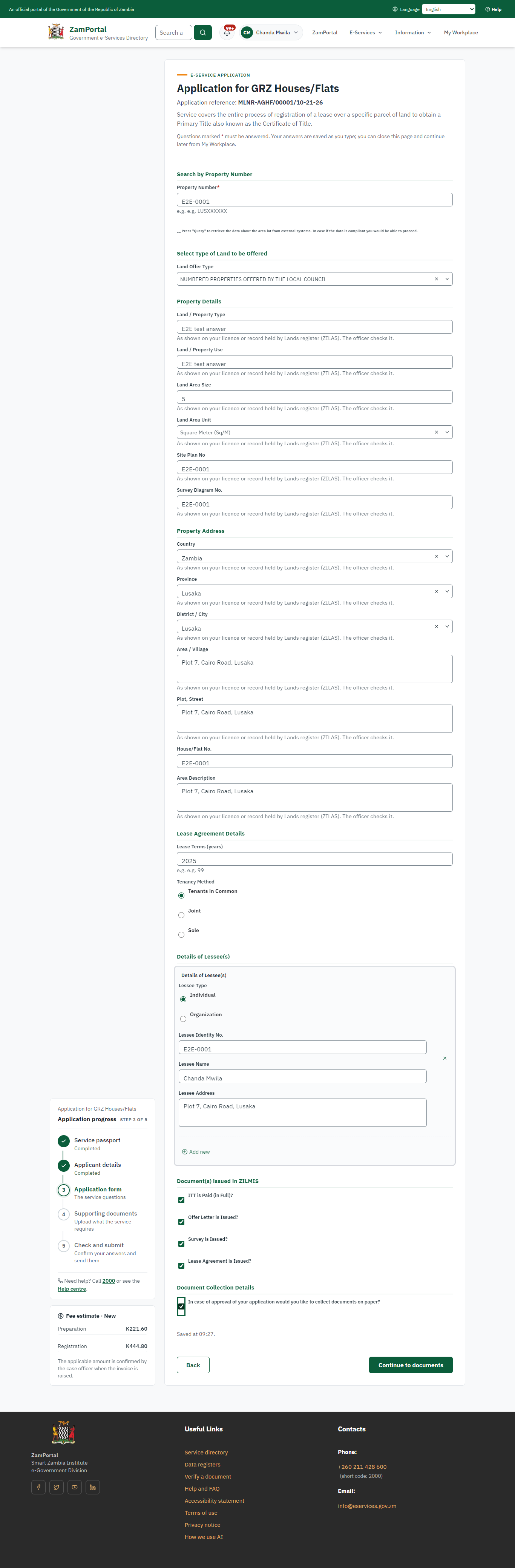 Fill in the application form (desktop)