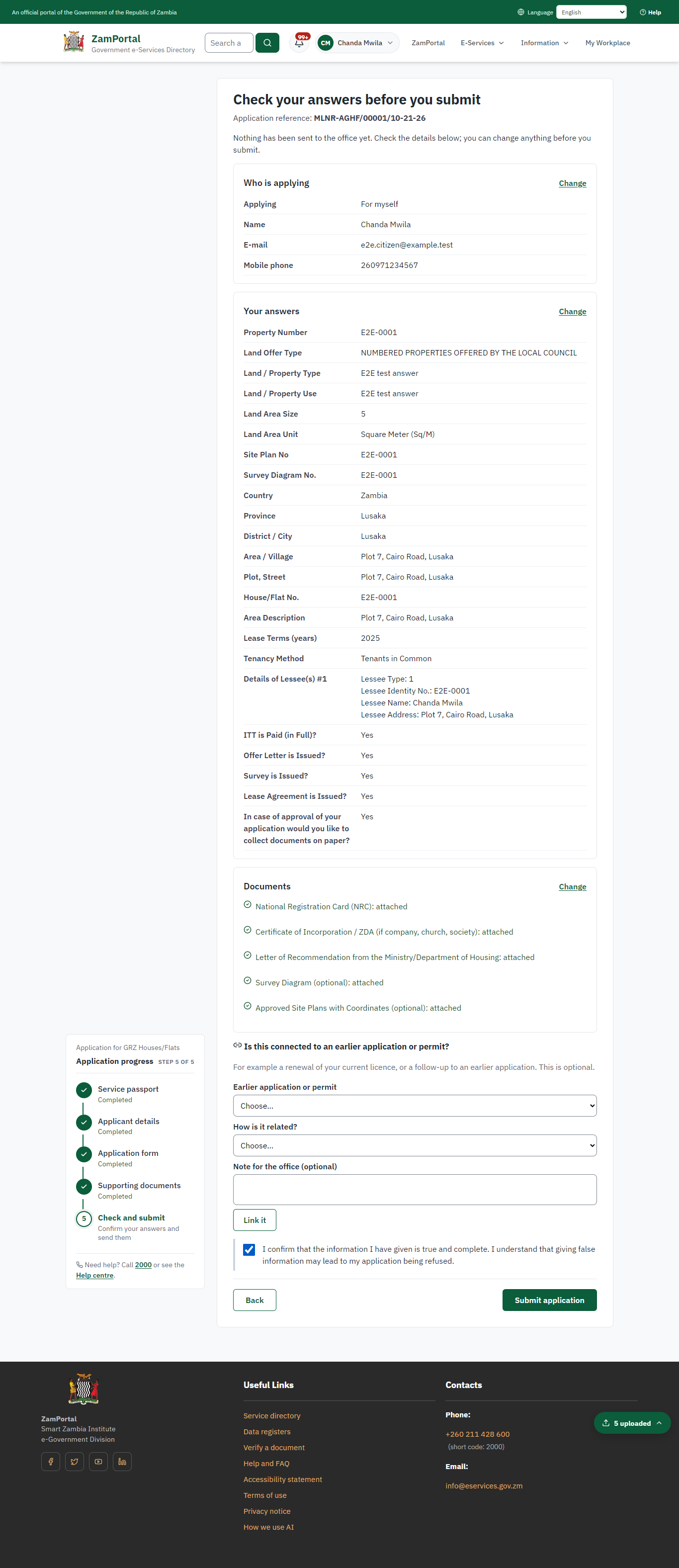 Check the answers and confirm the declaration (desktop)