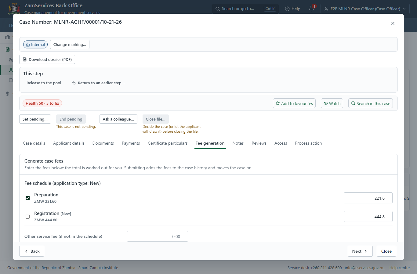 Set the fee and raise the invoice (desktop)