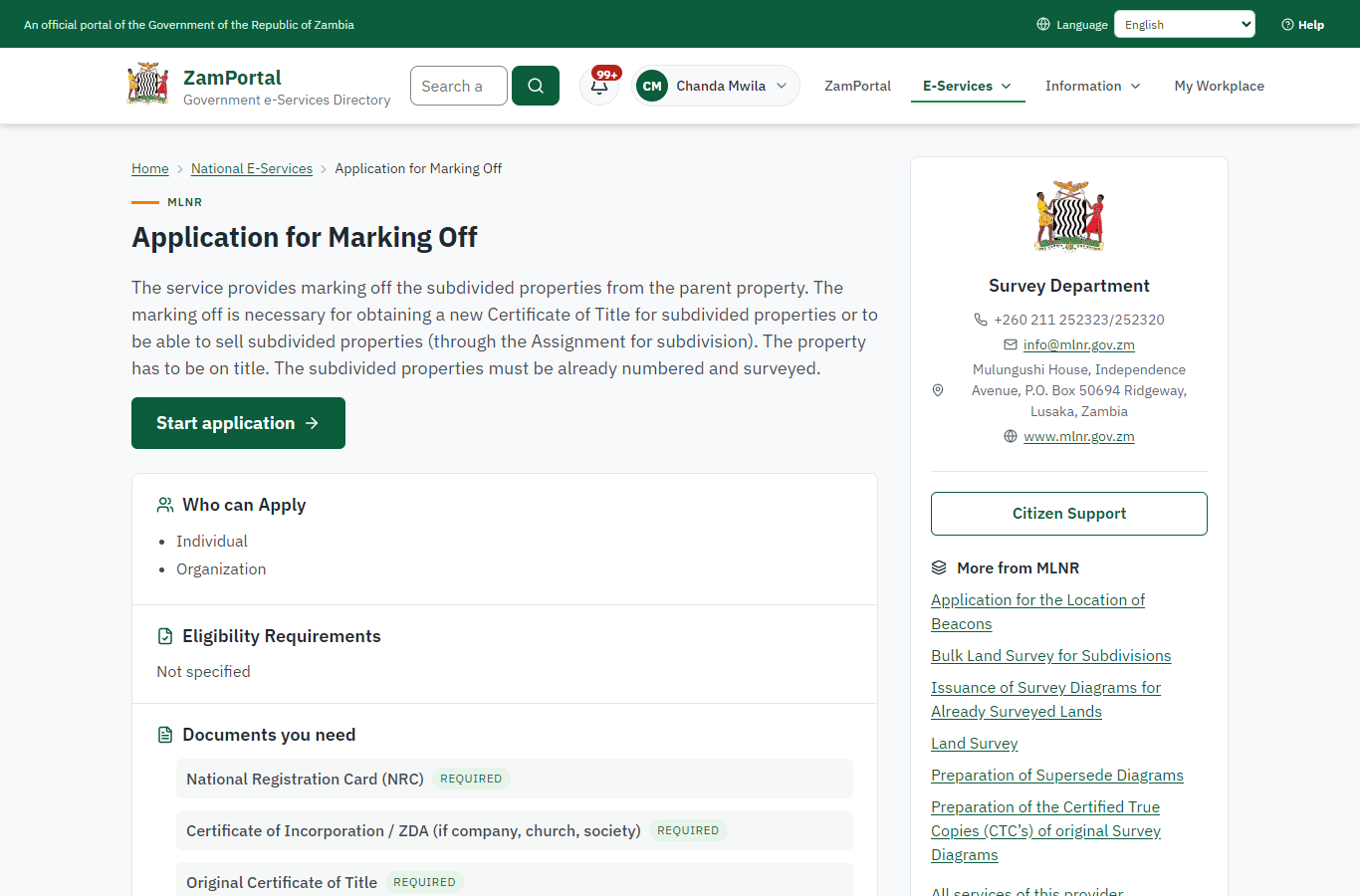 Read the service page (desktop)