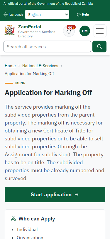 Read the service page (375 px phone)