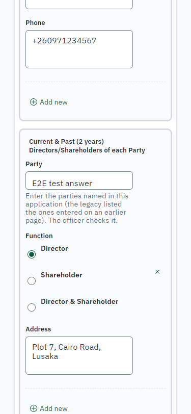 Fill in the application form (375 px phone)