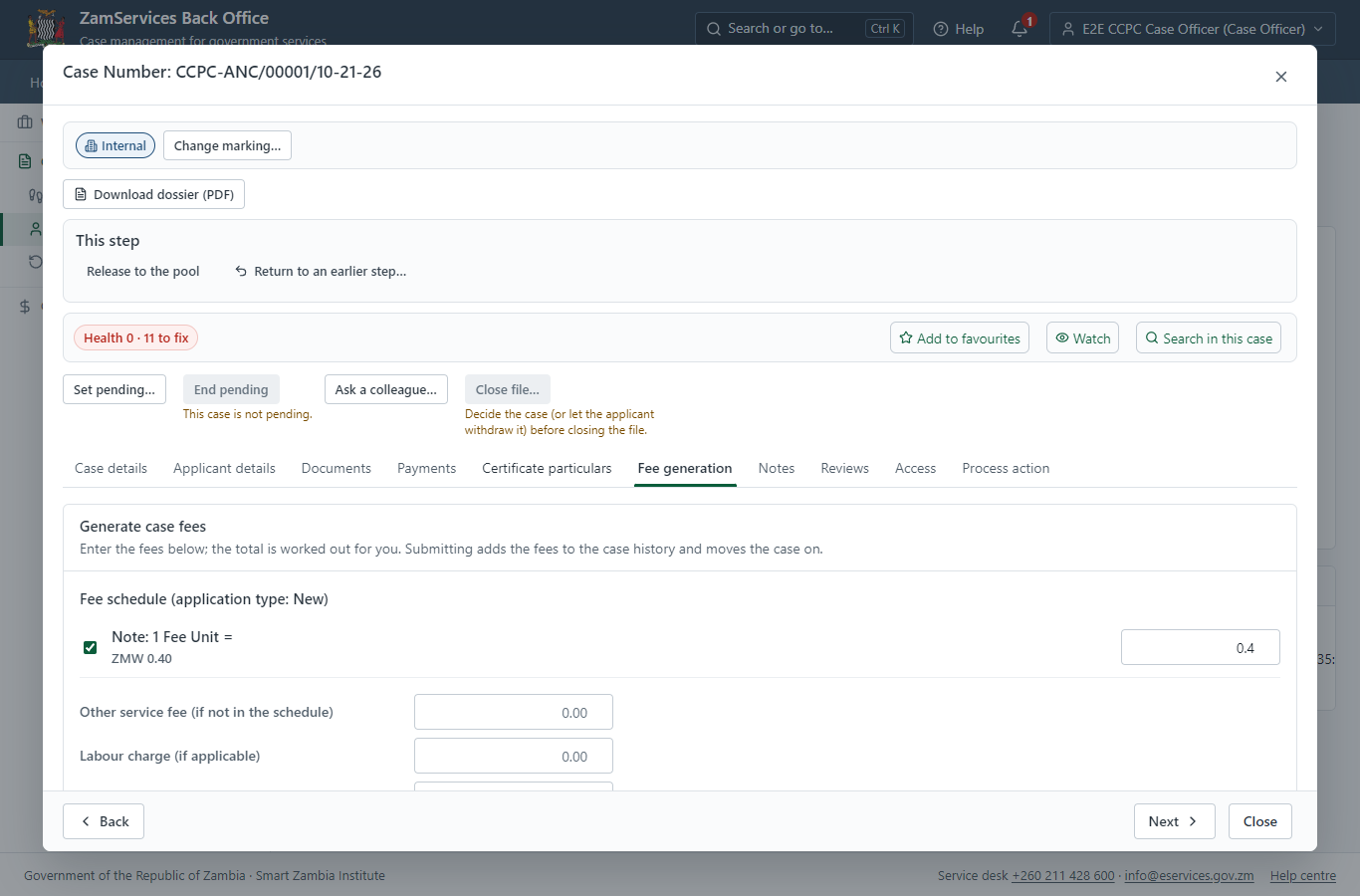 Set the fee and raise the invoice (desktop)