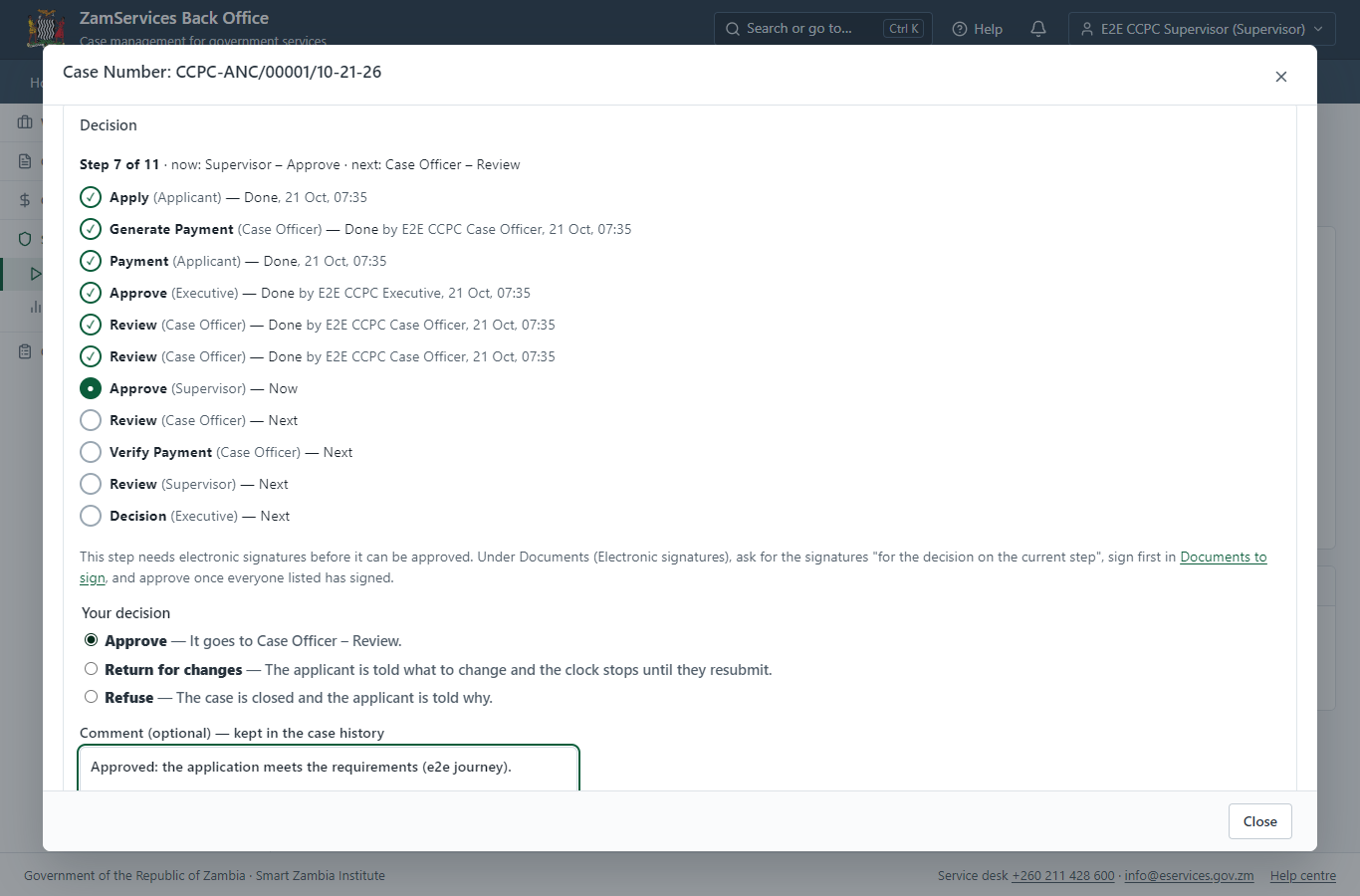 Decide: Fee Note Approval (desktop)