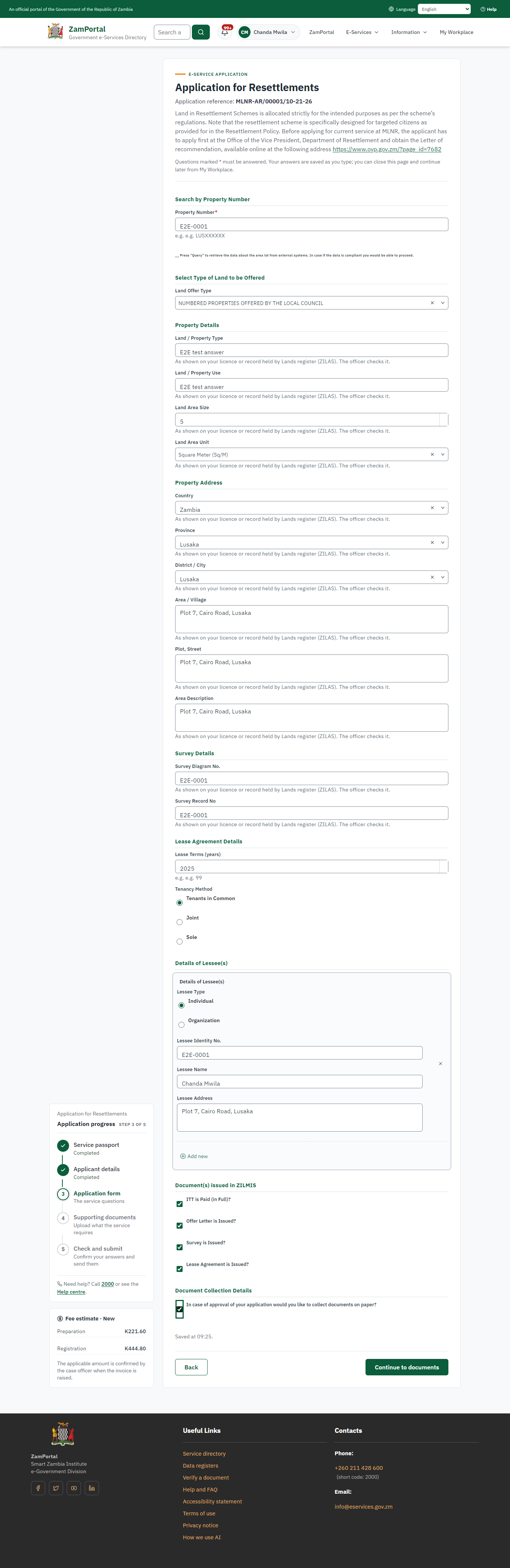 Fill in the application form (desktop)