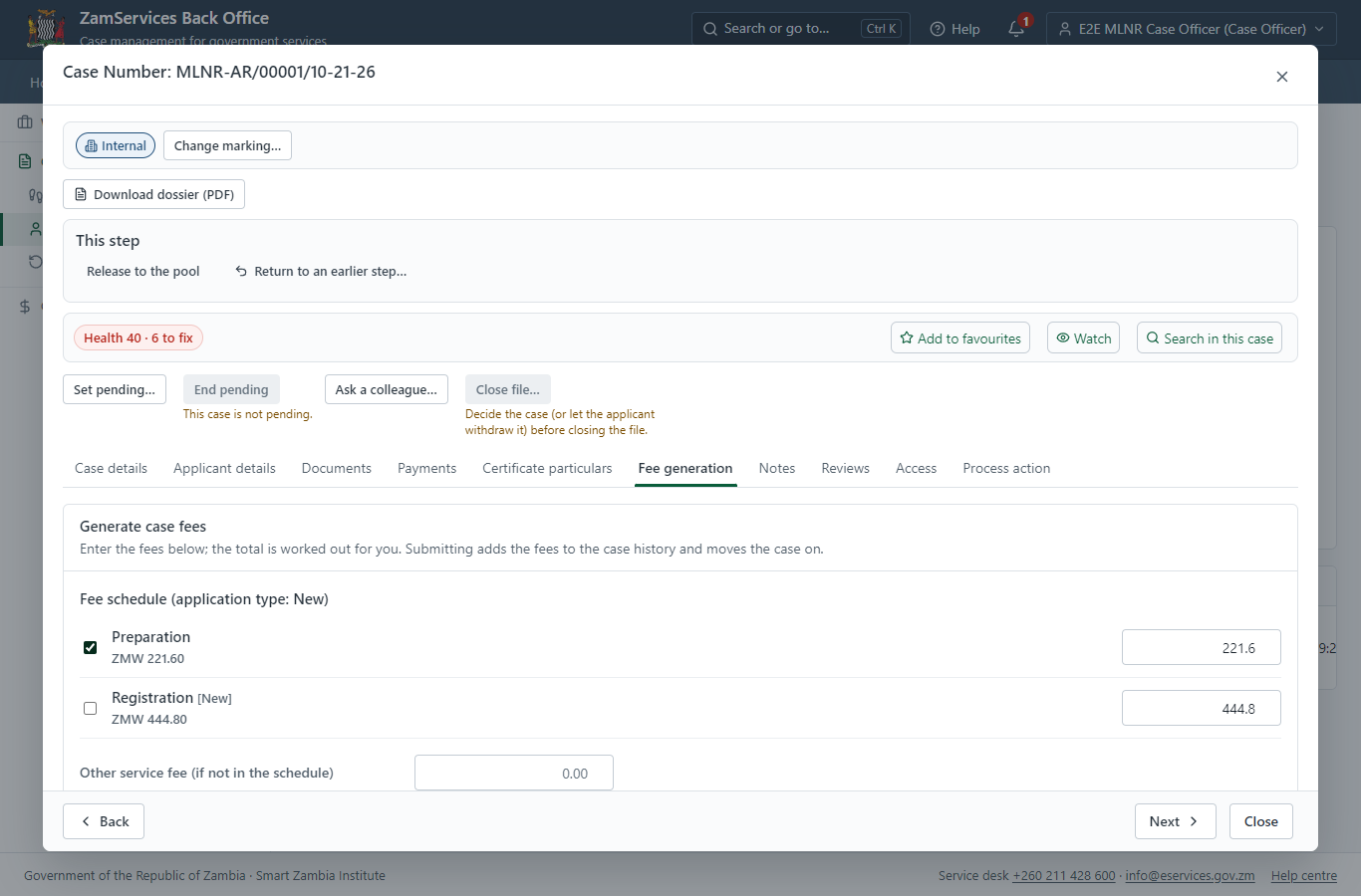 Set the fee and raise the invoice (desktop)