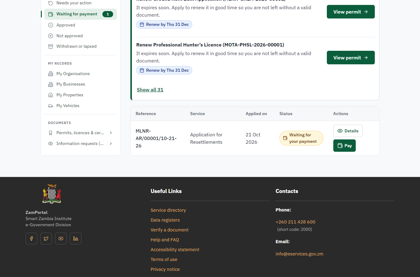 See that the fee is due (desktop)