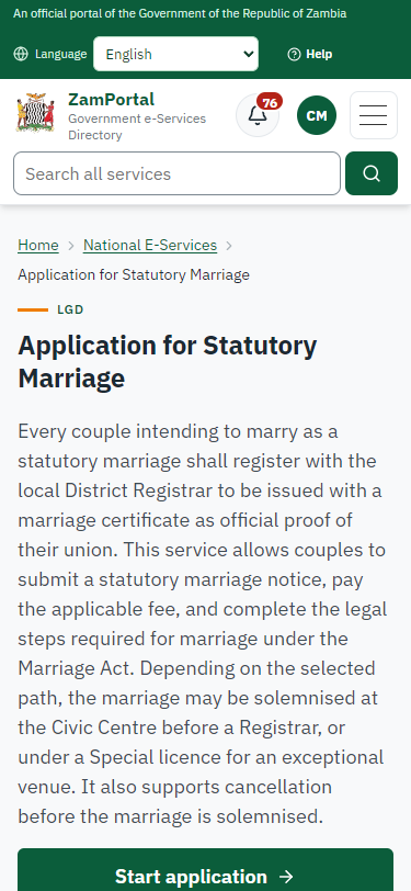 Read the service page (375 px phone)