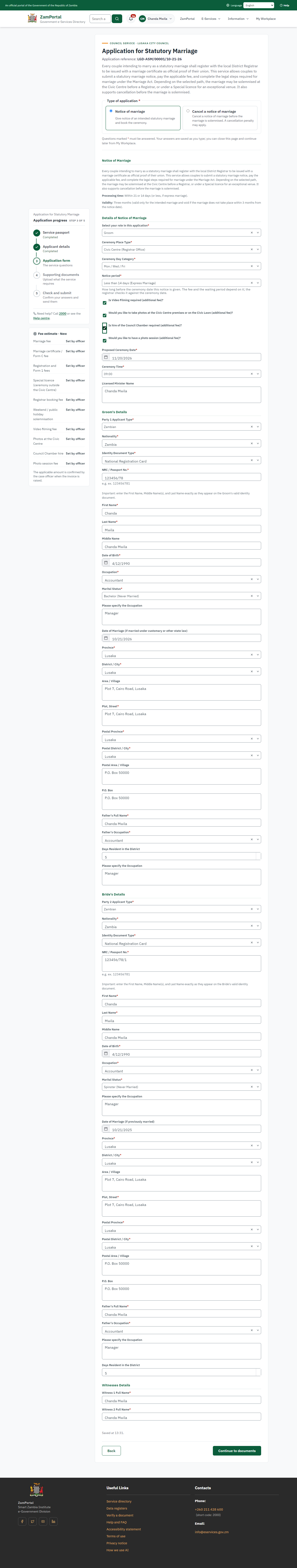Fill in the application form (desktop)