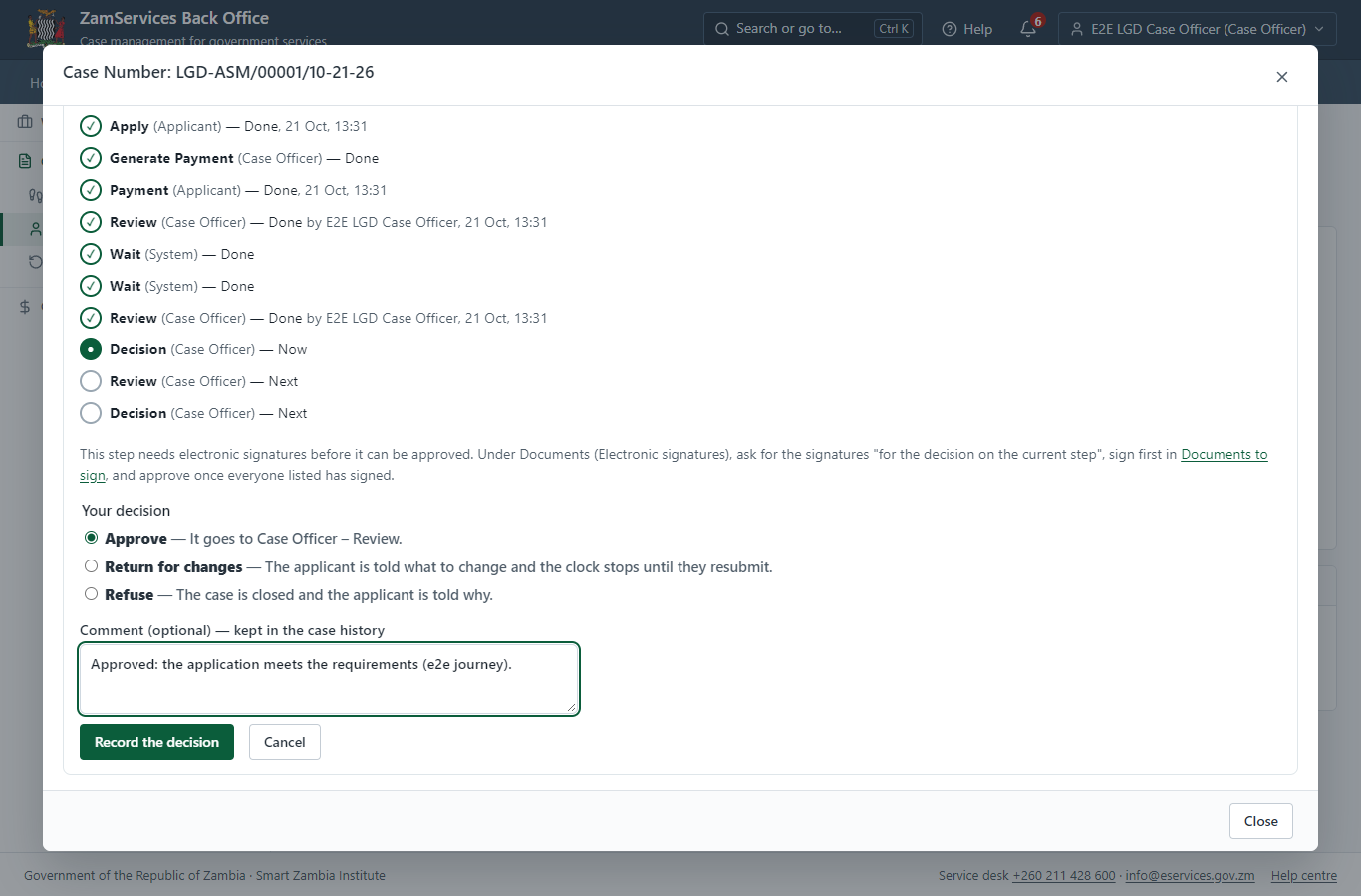 Decide: Registrar decision, e-sign (desktop)