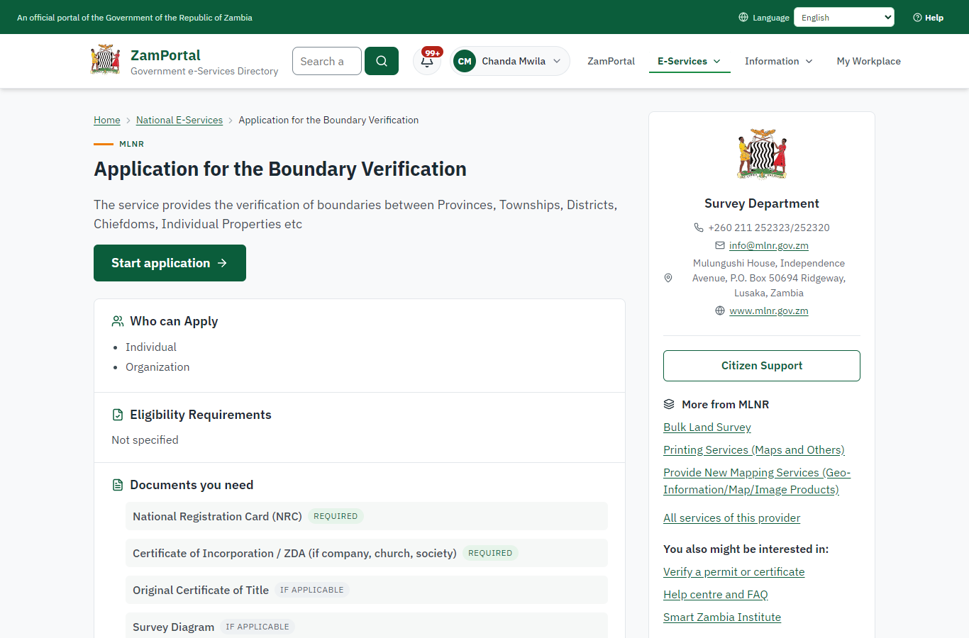 Read the service page (desktop)