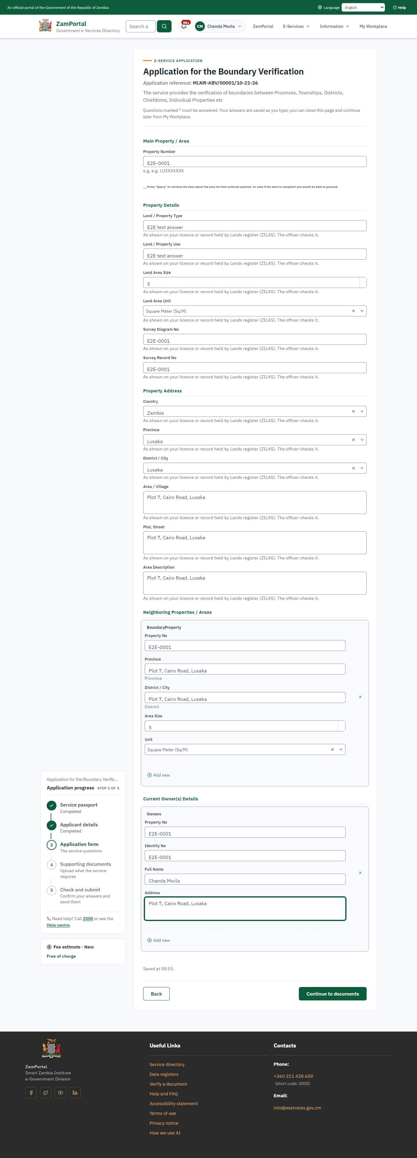 Fill in the application form (desktop)