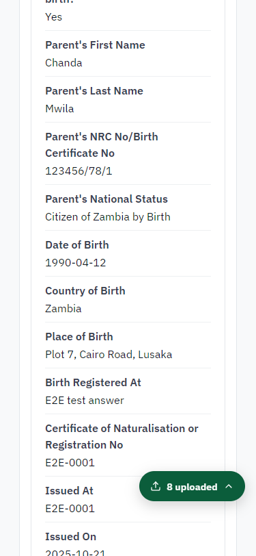 Check the answers and confirm the declaration (375 px phone)