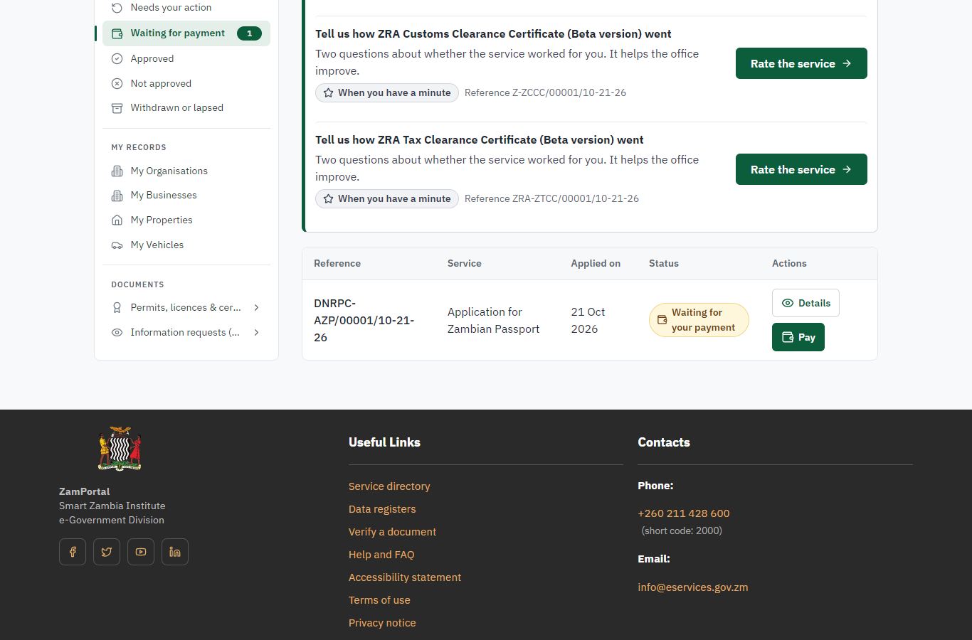 See that the fee is due (desktop)