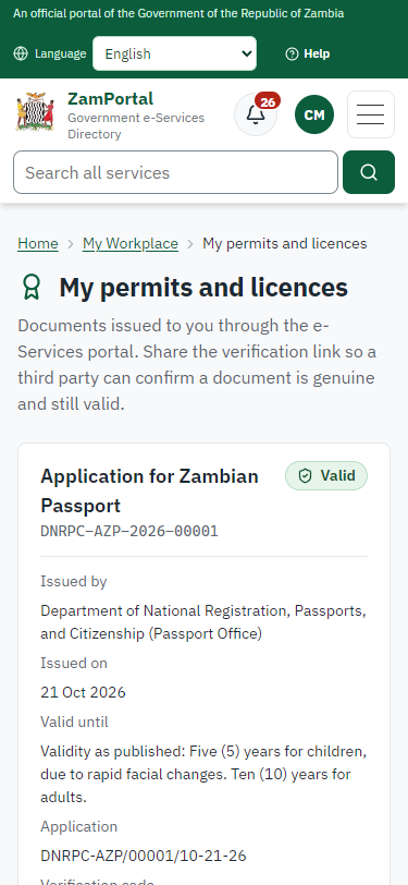 The document in My permits (375 px phone)
