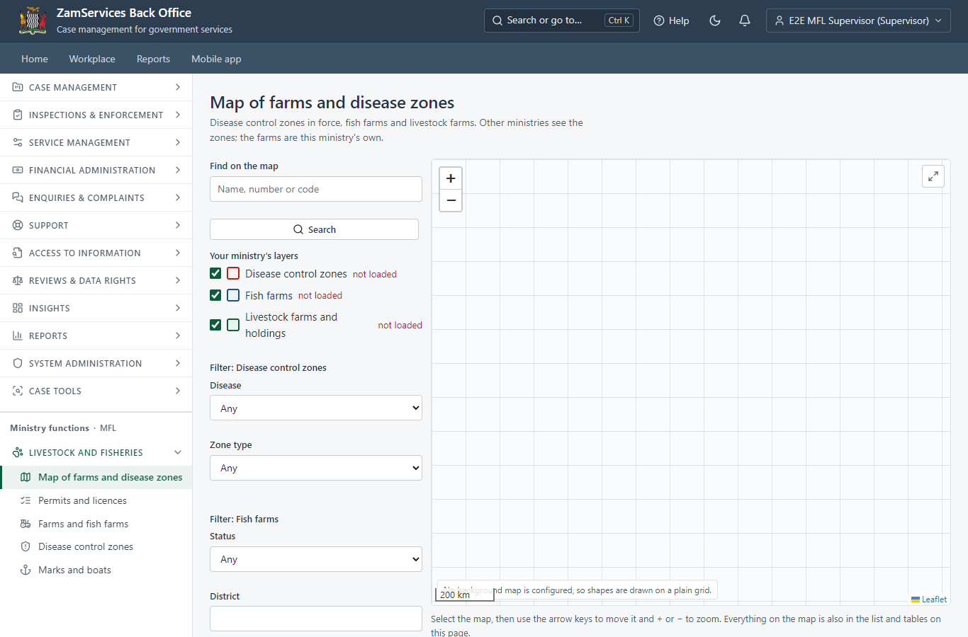 The map of farms and disease control zones (desktop)