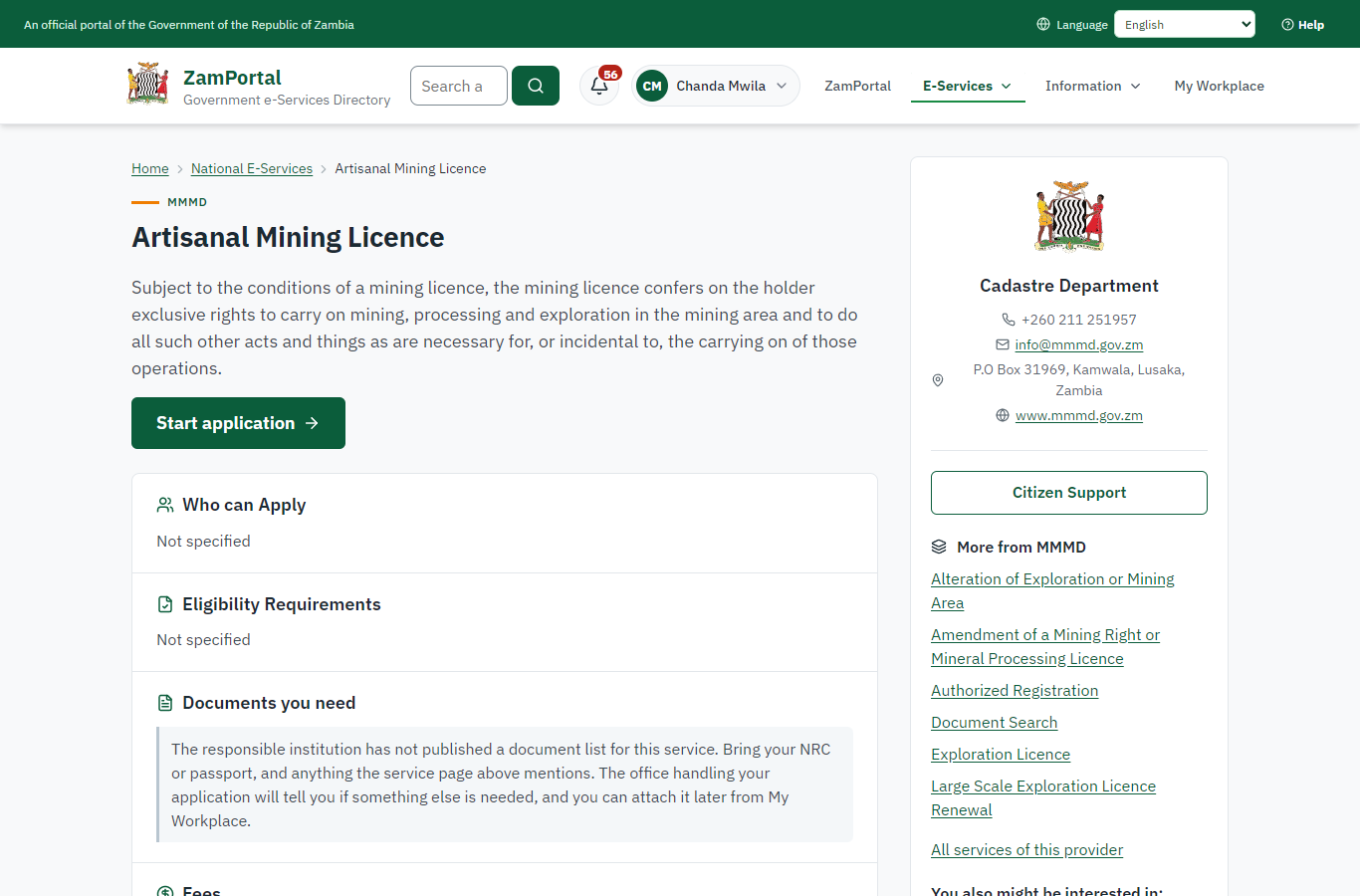 Read the service page (desktop)