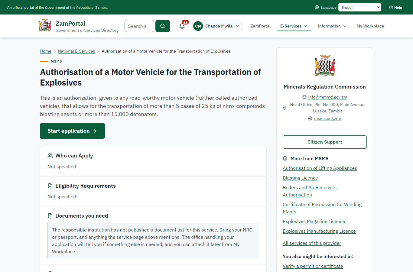 Read the service page (desktop)
