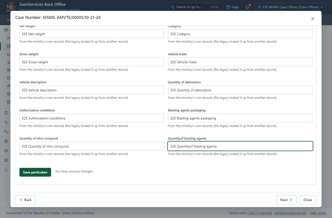 Fill in the certificate particulars (desktop)