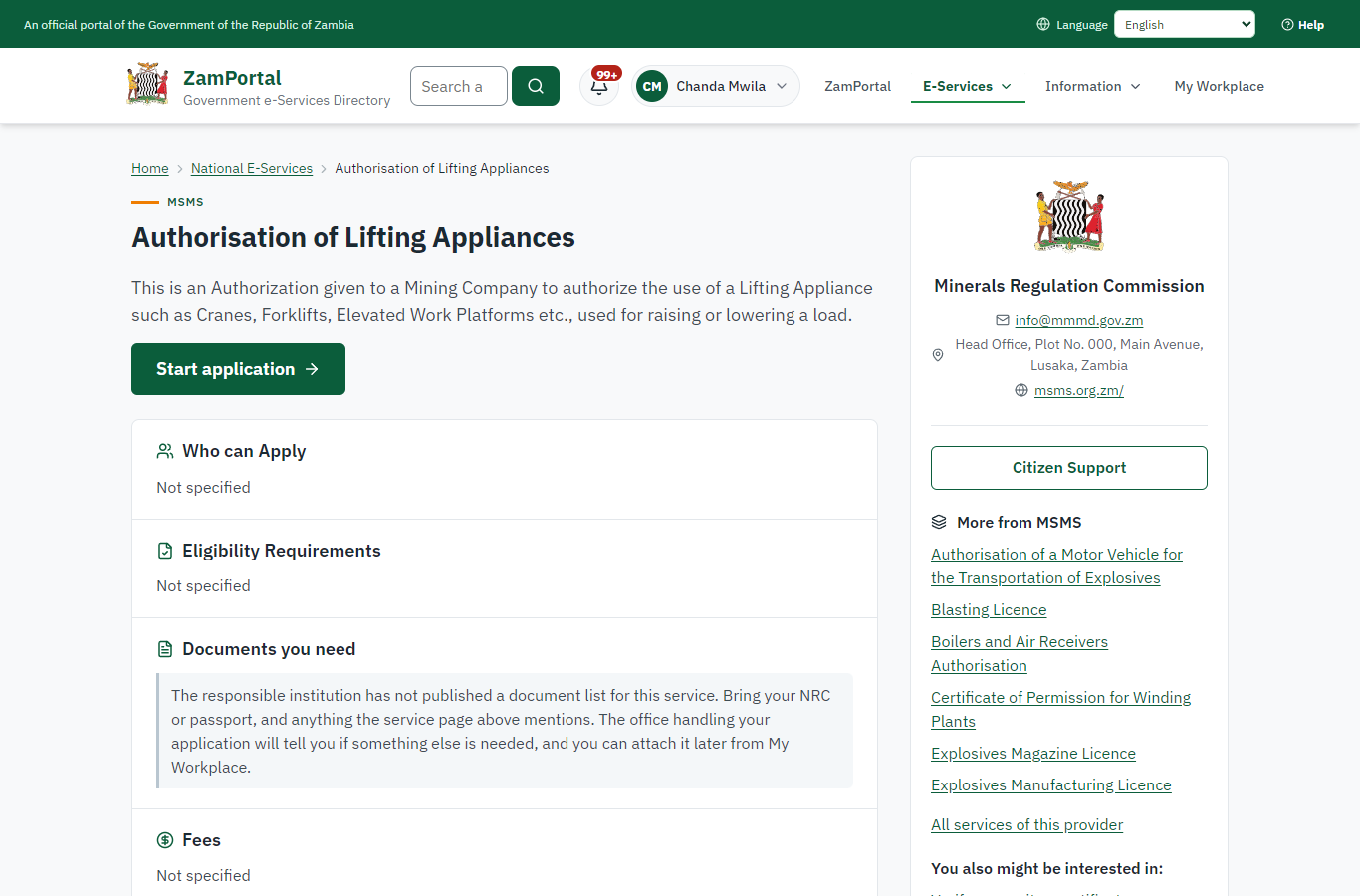 Read the service page (desktop)