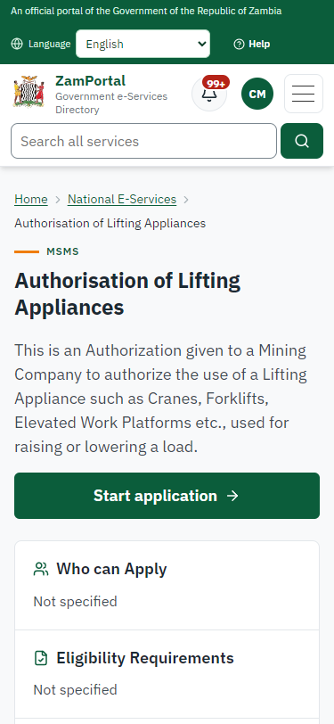 Read the service page (375 px phone)