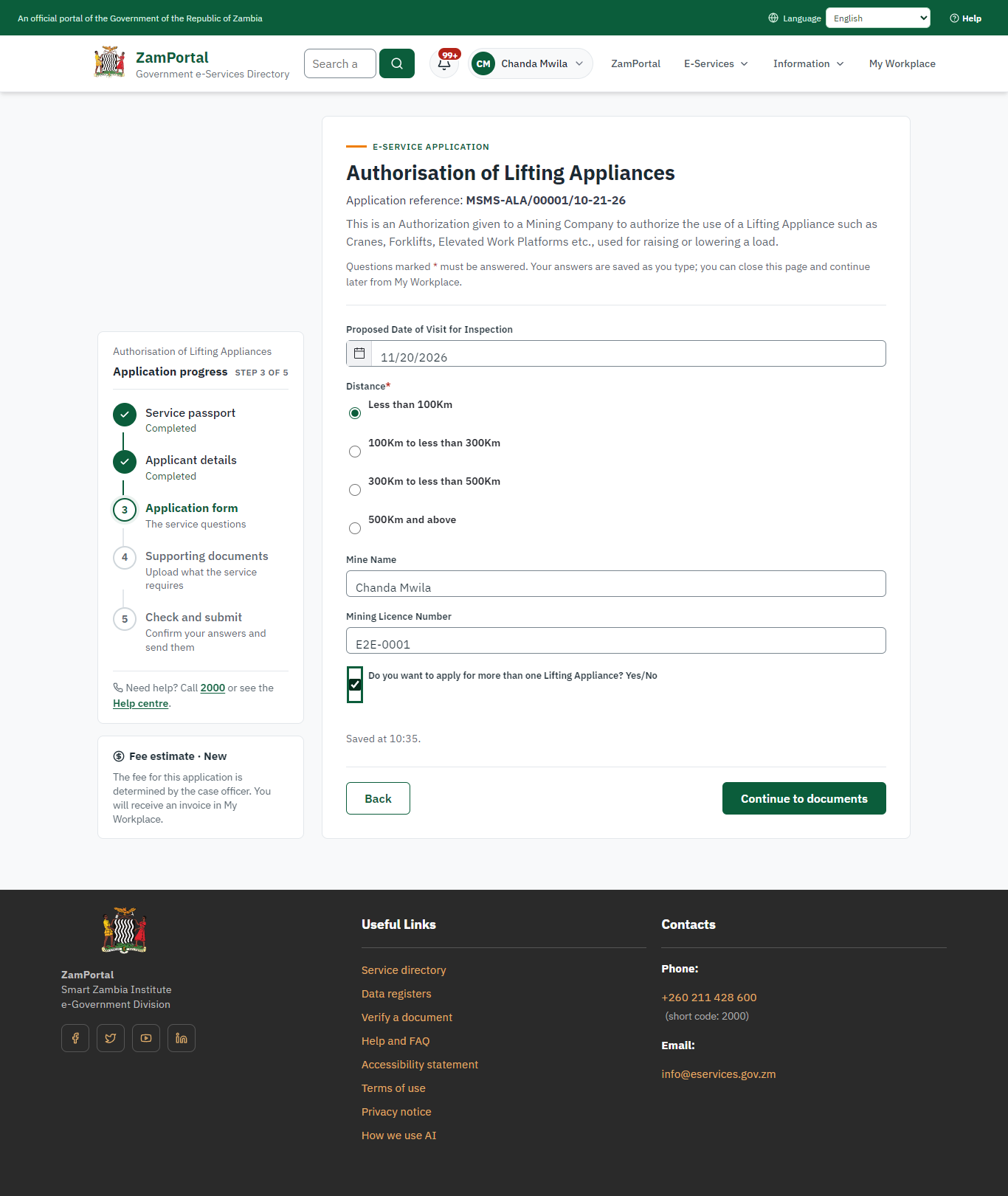 Fill in the application form (desktop)