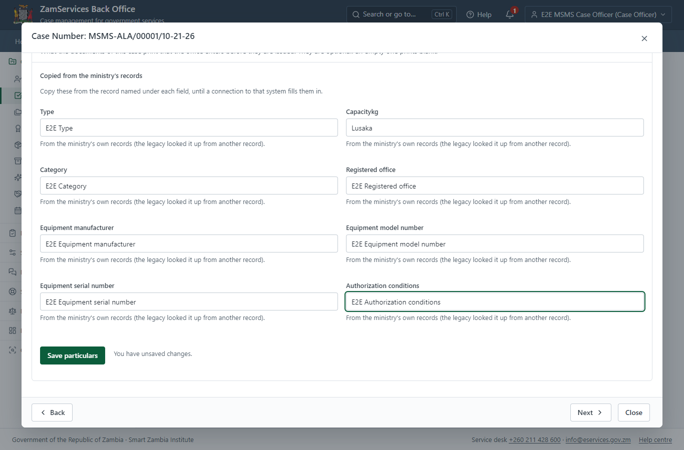 Fill in the certificate particulars (desktop)