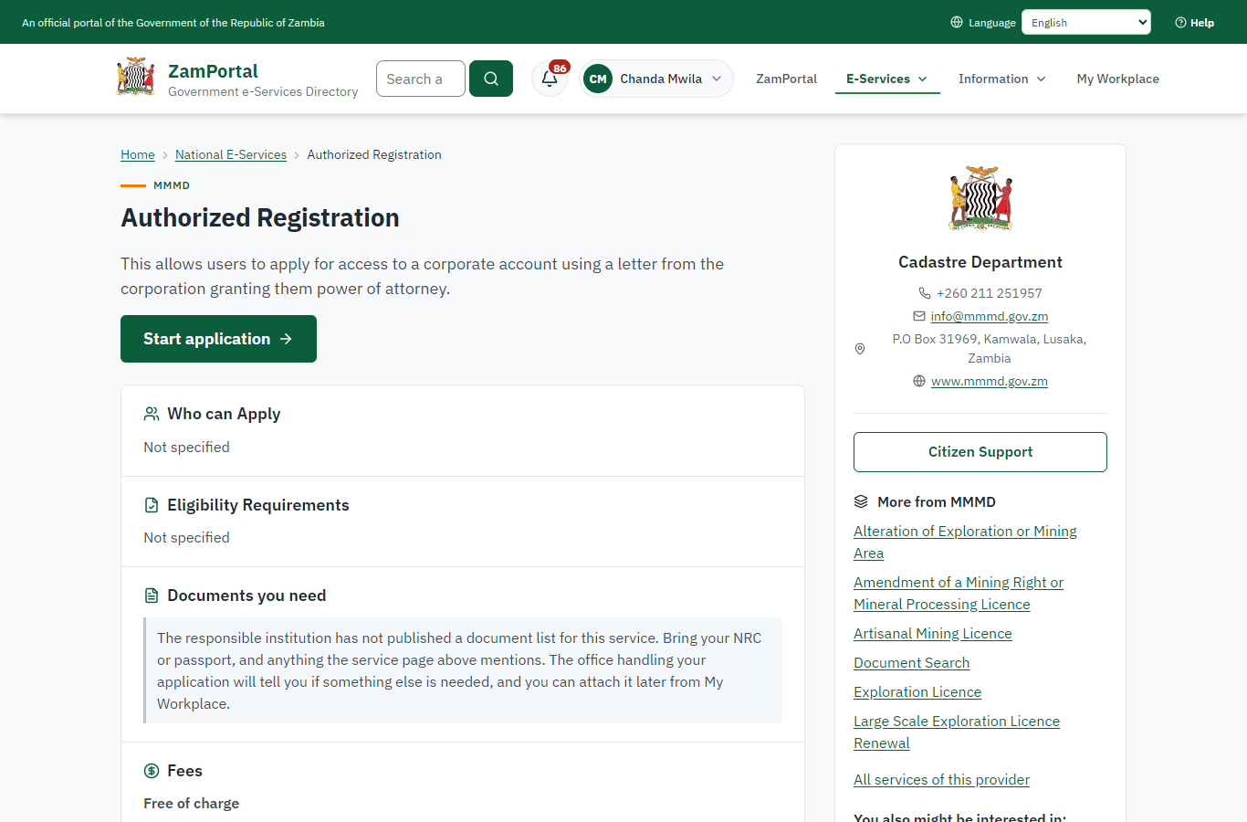 Read the service page (desktop)