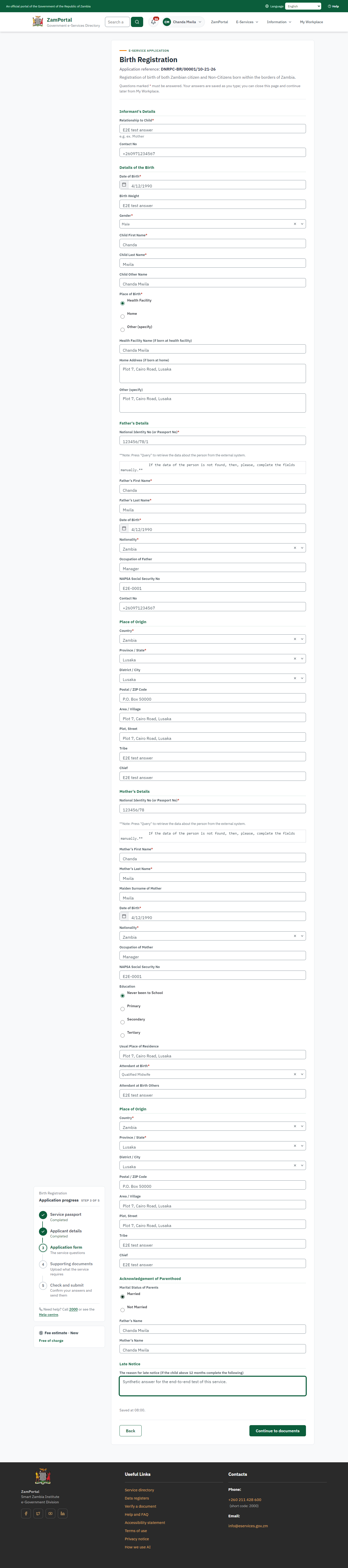 Fill in the application form (desktop)