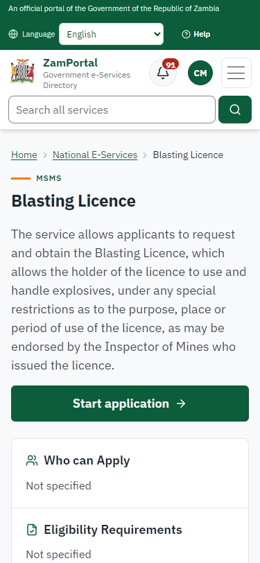 Read the service page (375 px phone)